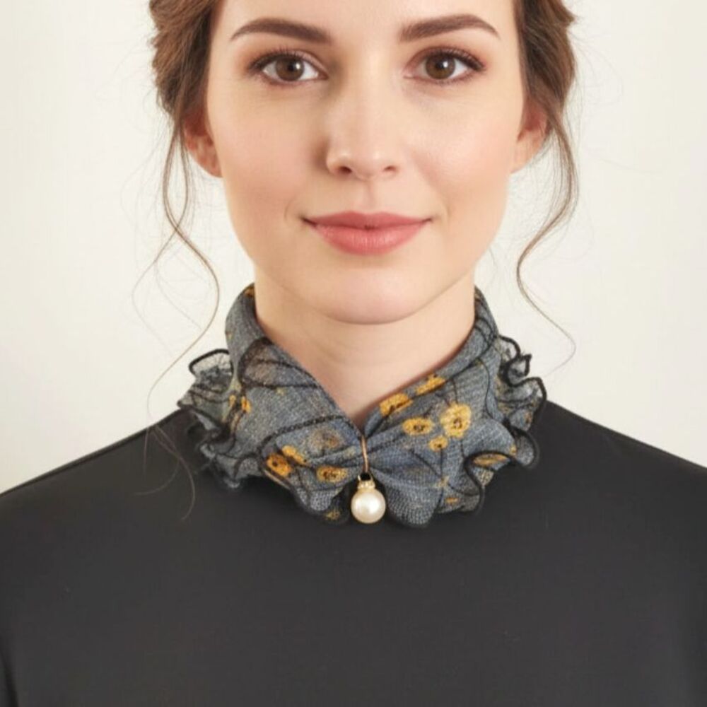 Elegant Faux Pearl Pendant Choker Fashionable Mesh Scarf